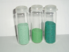Arenas de silice teidas en verde
