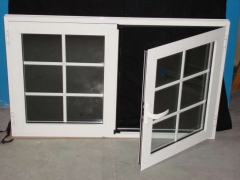Ventana de aluminio serie alfil abatible con cristal termico y barrotillo