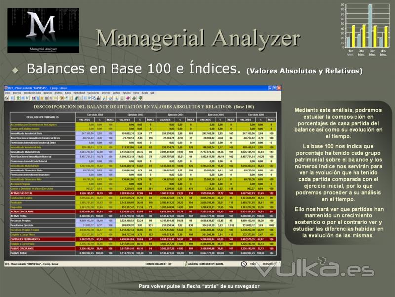 Análisis de Balances en Base 100. (Valores Absolutos y Relativos)