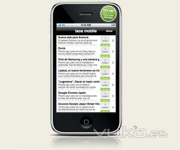 Descrgate el widget de taos para telfonos 3g