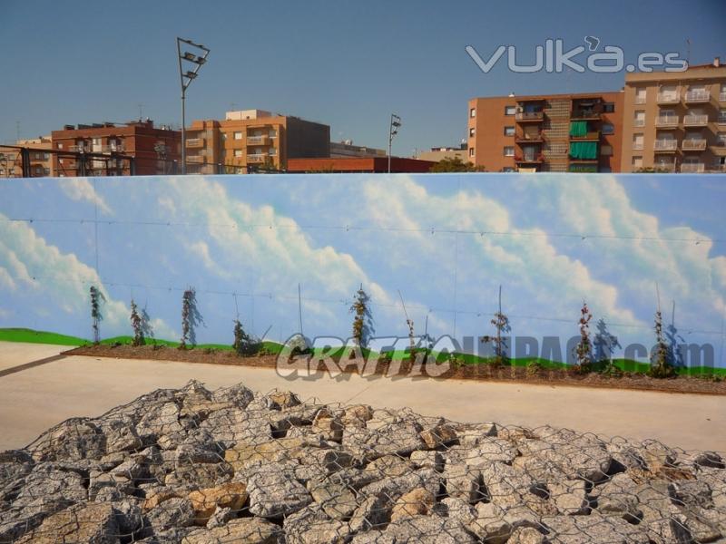Mural de nubes para un nuevo parque público en Mataró (Bcn)