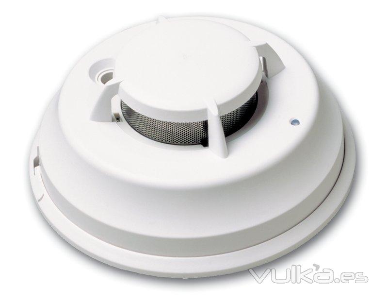 Detector optico de humos inalambrico autonomo con sirena incluida o para conexion a central de robo.