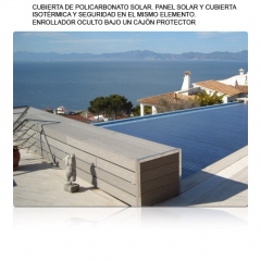 Cubierta de piscina flotante de policarbonato solar panel solar y cubierta en un solo elemento novedad ideal