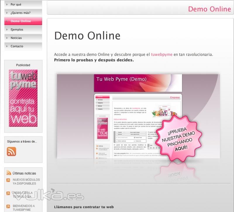 Demo online prueba del sistema autoadministrable