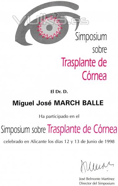 SYMPOSIUM SOBRE TRANSPLANTE DE CRNEA. ALICANTE. JUNIO 1998.