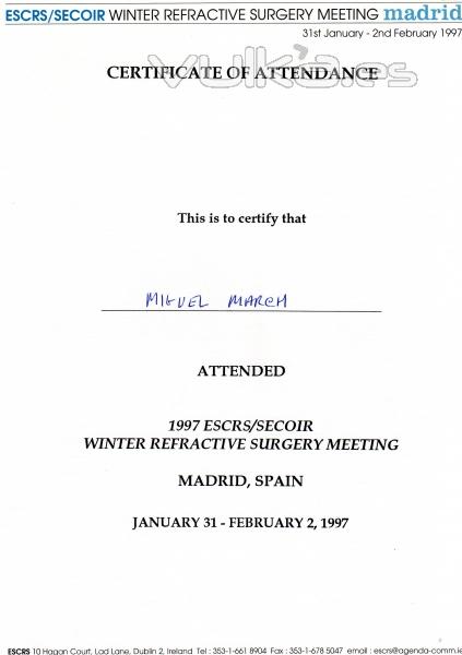 CONGRESO INTERNACIONAL ESCRS. MADRID. FEBRERO 1997.