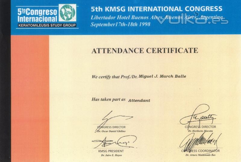 5 CONGRESO INTERNACIONAL KMSG. BUENOS AIRES (ARGENTINA). SEPTIEMBRE 1998.