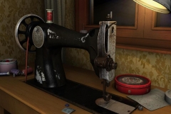 Maquina de coser 3d fotorealista