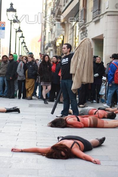 Flashmod contra el uso de pieles, Barcelona
