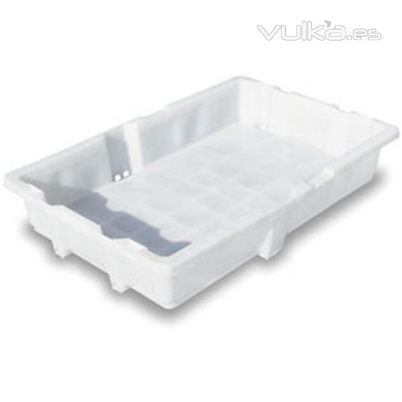 Caja de plstico para pescado. Dimensiones: 80 x 52 x 14 cm. Capacidad: 20 a 25 Kg. Peso: Alrededor de 1,70 Kg.  ...