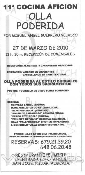 PUBLICIDAD DE LA 11ª JORNADA DE COCINA AFICIÓN CELEBRADA EN 