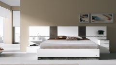 Dormitorio de matrimonio d01 lacado blanco con paneles y luz led integrada