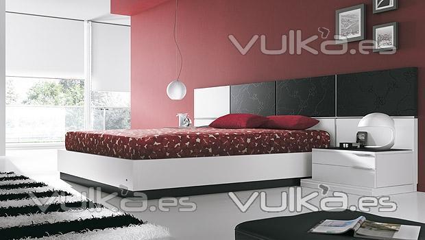 Dormitorio moderno DO1 lacado blanco con cabezal panelado negro