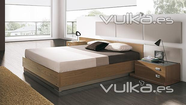 Dormitorio moderno con cabezal panelado  color vison