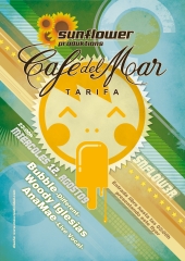 Flyer para cafe del mar - tarifa ilustracion vectorial con texturizado