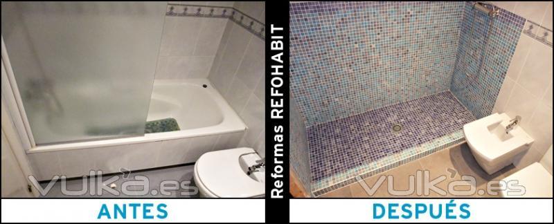 Cambio de bañera por plato de ducha de obra con gresite en piso de Gracia Barcelona.