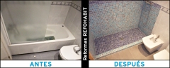Cambio de banera por plato de ducha de obra con gresite en piso de gracia barcelona