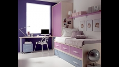 Dormitorio juvenil compacto y armario con zona estudio