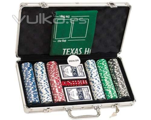 Maletin poker 300 fichas 11,5 gr numeradas. La fichas llevan numeración 1-5-25-etc. 