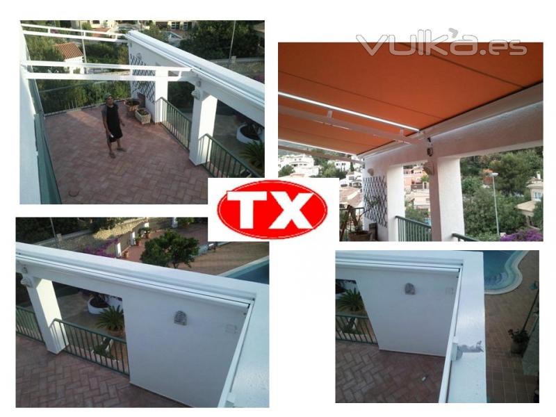 Toldo Warema W6 instalado sobre estructura de aluminio.