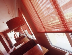 Son cortinas muy decorativas, ideales para superficies pequenas ya que requieren de poco espacio para su recogida