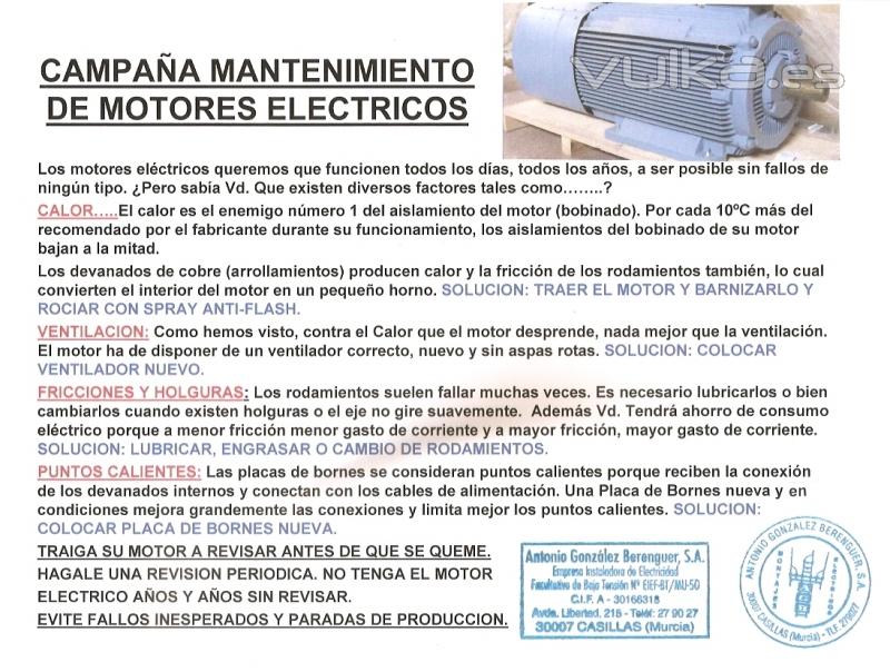 CAMPAÑA MANTENIMIENTO DE MOTORES ELECTRICOS.