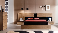 Dormitorio con chifonier en color nogal