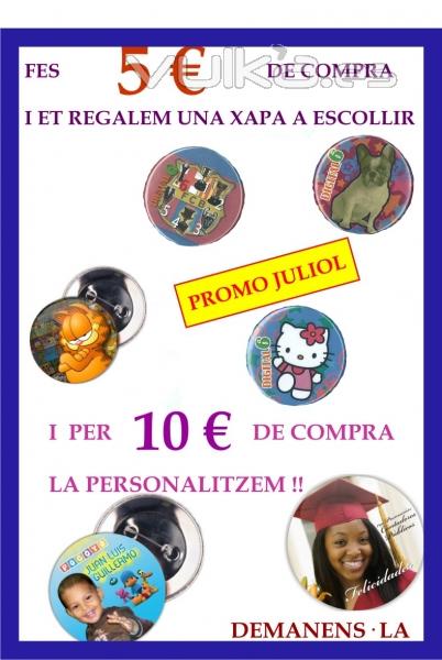 Promocion Julio, te regalamos una chapa personalizada.