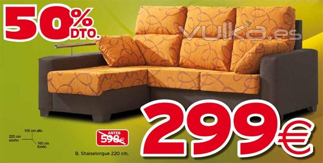 sofa chaisselongue con un 50 % de descuento