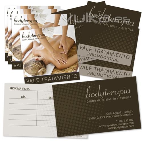 Tarjetas y vales de fidelización para centro de estética Bodyterapia