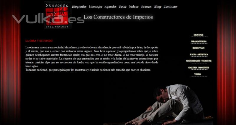 Diseo de la web de la compaa de teatro Dragones en el Andamio