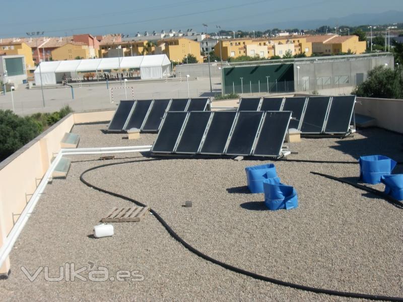 Captadores solares para piscina municipal