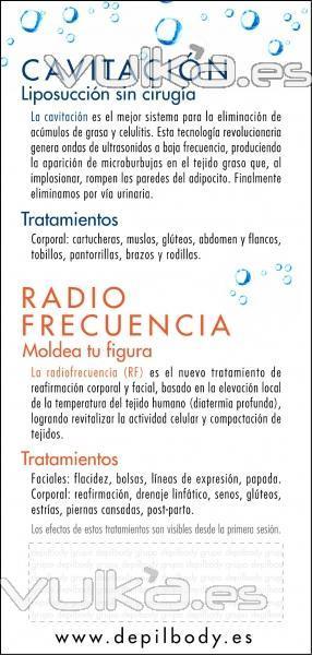 depilbody cavitacin synetica radiofrecuencia indiba folleto