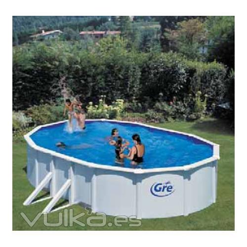 PISCINA OVALADA BLANCA DESMONTABLE GRE 500X300X120CM