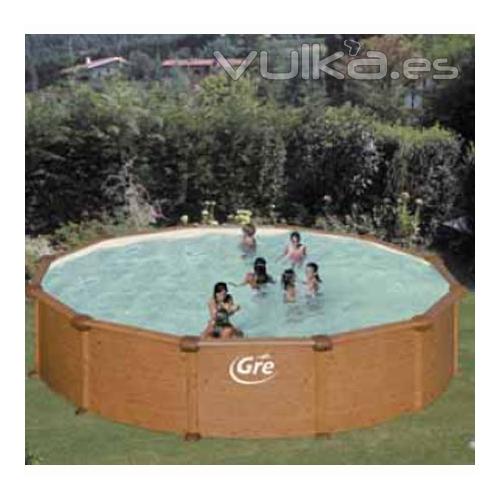 PISCINA IMITACION MADERA REDONDA GRE