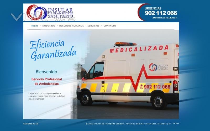 Web de la empresa de ambulancias Insular de transporte sanitario (www.insulardetransportesanitario.com)