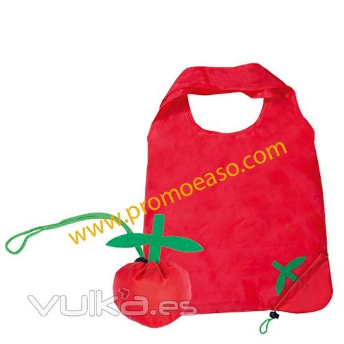 BOLSA PLEGABLE PARA LA COMPRA CON FORMA DE TOMATE EN PROMOEASO.COM