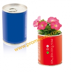 Flores en lata set de plantacion ideal para personalizar con el logo de su empresa en promoeaso.com
