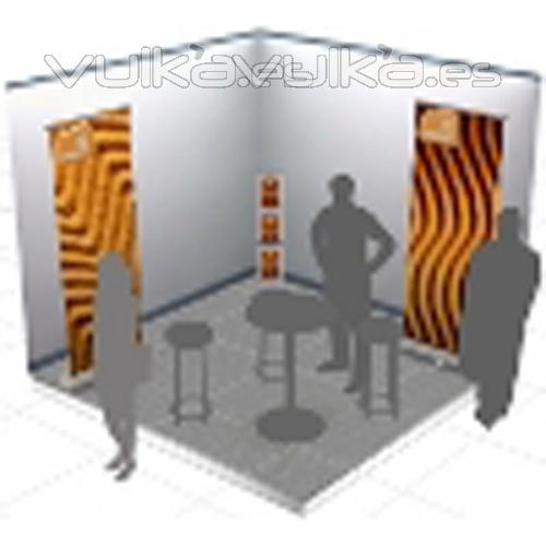Económico kit stand plegables, adecuado para exposición stand o espacios de 3x3 metros. Composición de 2 ...