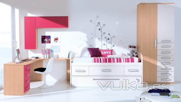 Habitacion juvenil con vinilo decorativo. Dormitorio juvenil Whynot New