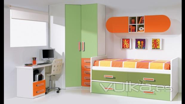 Armario rincon con compacto y galeria. Dormitorio juvenil Whynot New