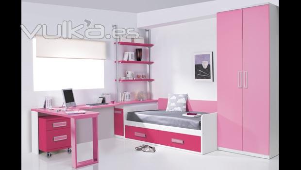 Mobiliario juvenil en color rosa. Dormitorio juvenil Whynot New