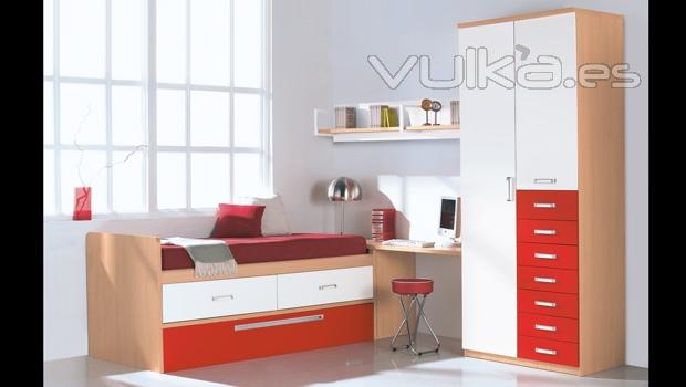 Dormitorio con compacto y armario. Dormitorio juvenil Whynot New