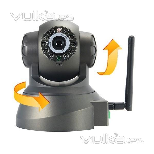 Cmara IP de video vigilancia con visin nocturna, rotacin horizontal, vertical y Wi-fi