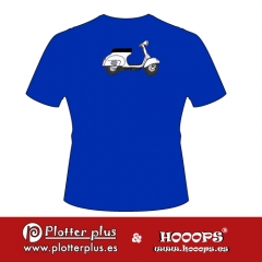 Camisetas hooops de vespa en plotterplus, una mezcla de objetos cotidianos y colores intensos en la coctelera, un
