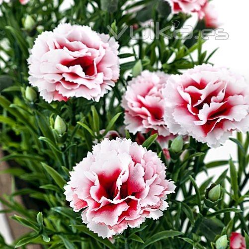 Planta artificial mini clavellinas rosas detalle. lallimona.com