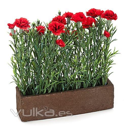 Planta artificial mini clavellinas rojas. lallimona.com