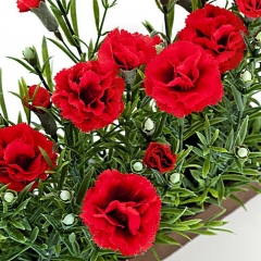Planta artificial mini clavellinas rojas detalle. lallimona.com