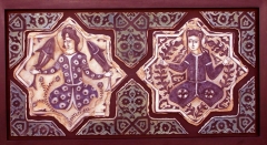 Interpretacion en relieve de azulejos de ocho y cuatro puntas del palacio de kabadabad, junto a konya, turquia