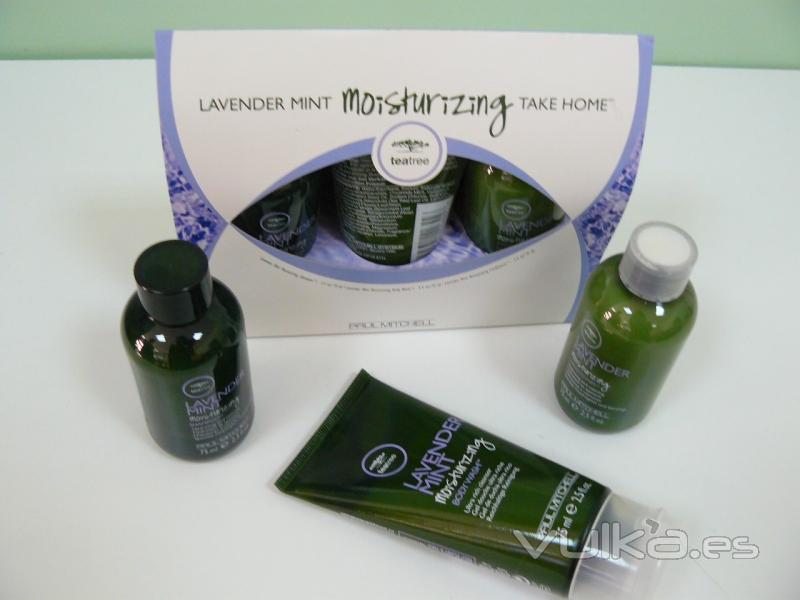 Kit hidratante y relajante de Paul Mitchell. Champu, acondicionador y gel de ducha. Extractos de lavanda, aceite de ...